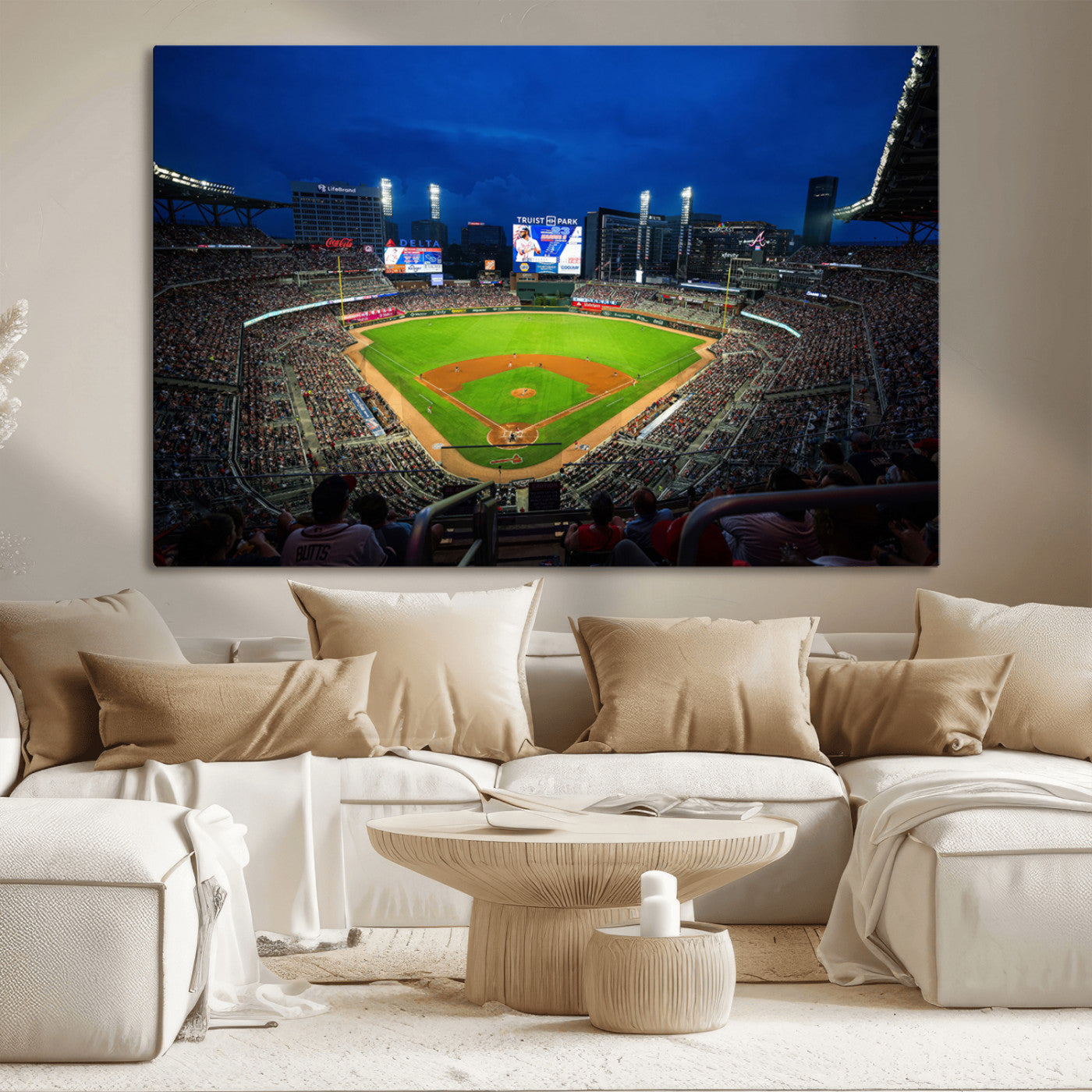 88590-MGV-CV-36X24-Truist Park Night Game Canvas Art - Atlanta Braves Stadium Wall Art Canvas