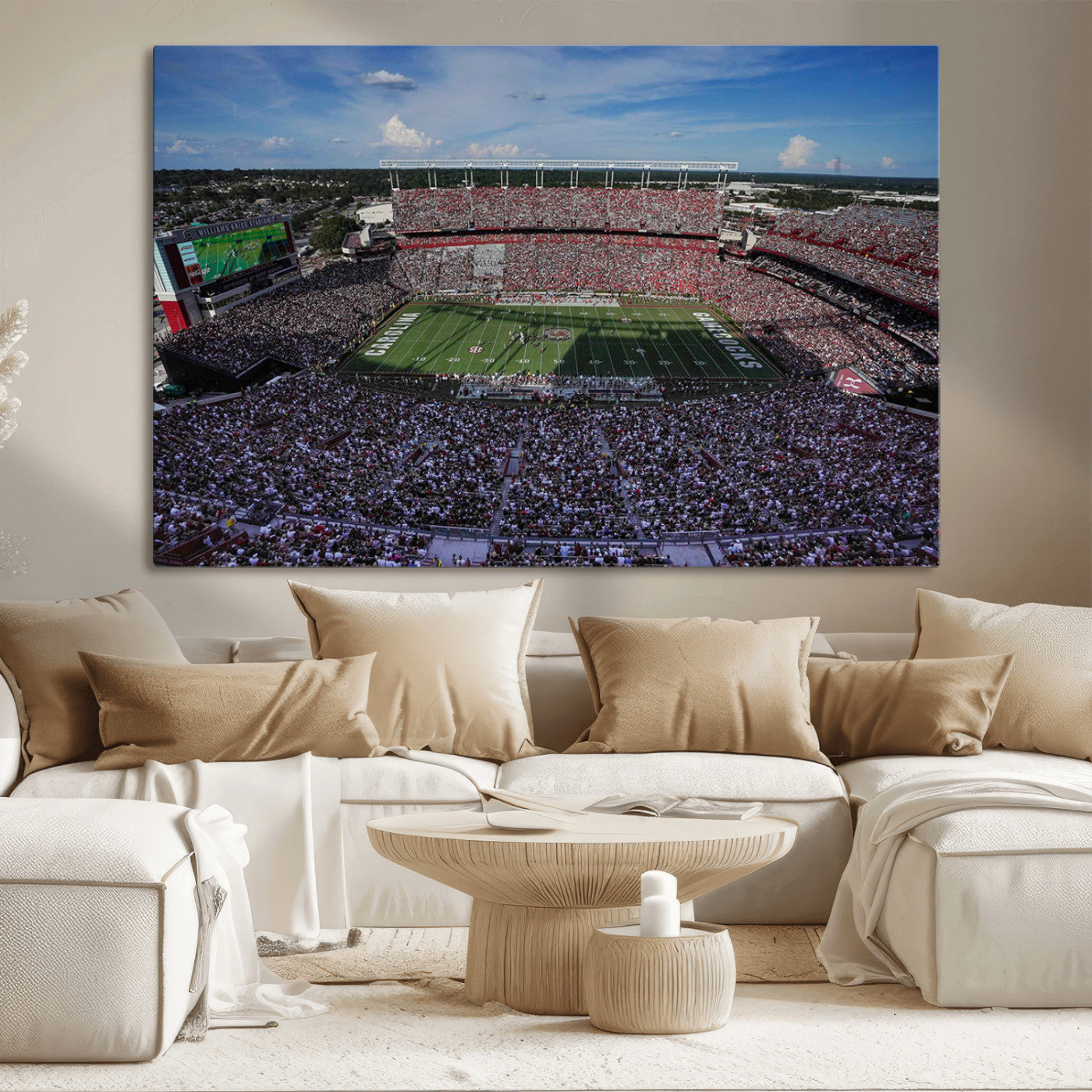 83382-MGV-CV-36X24-South Carolina Gamecocks Football Team Print - Columbia Williams-Brice Stadium Wall Art Canvas Print