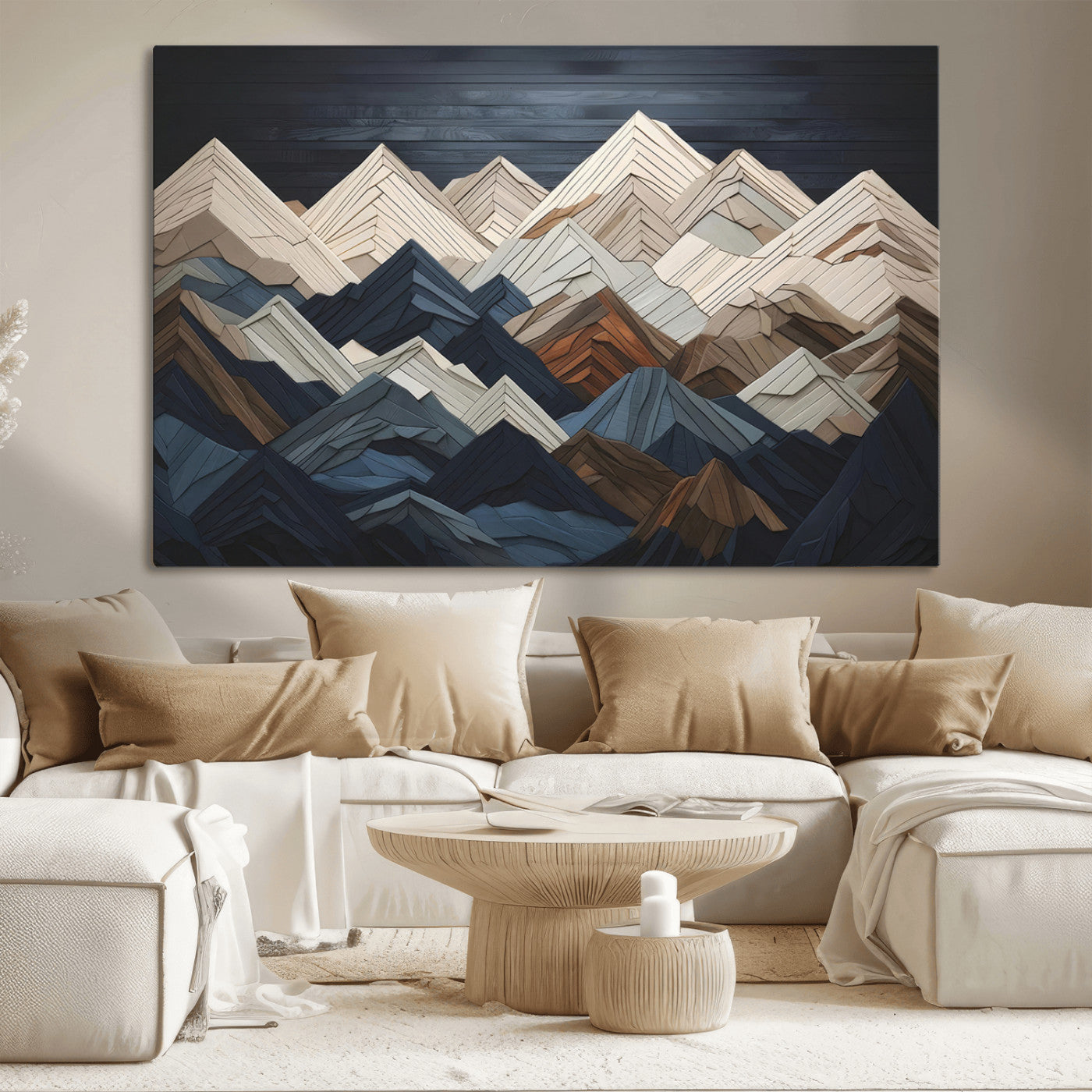 12896-MGV-CV-36X24-Wood Mountain Wall Art | Mountain Canvas Print Wood Decor | Ready to Hang for Cabin Decor