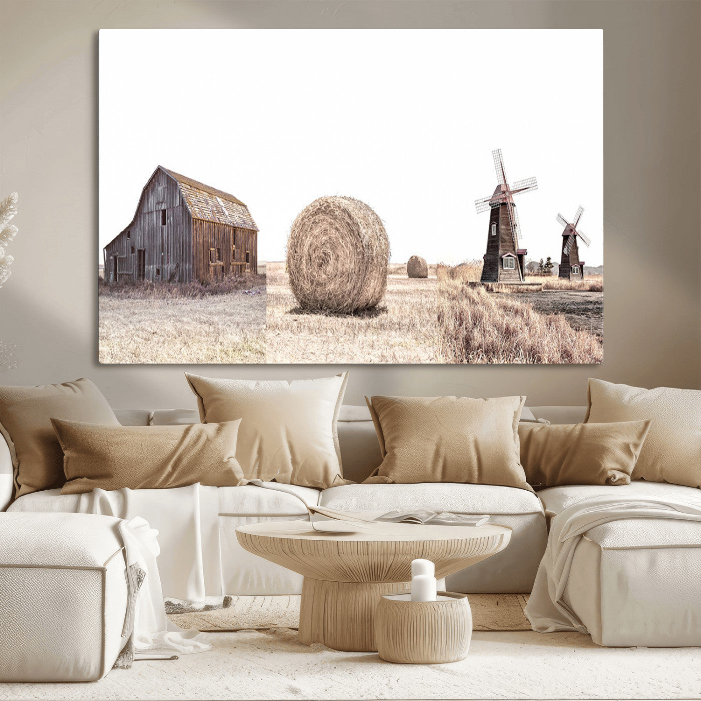 94971-MGV-CV-36X24-Farm Prints Set, Set of 3 Farmhouse Wall Art, Country House Decor, Barn Print, Wheat Print,