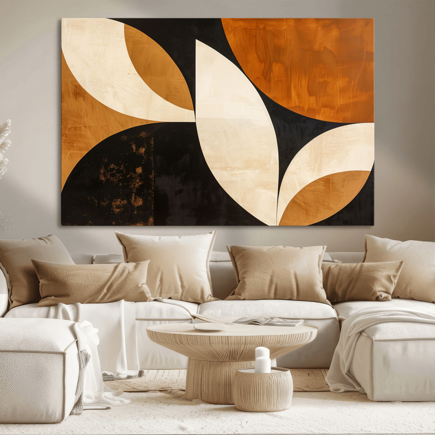 21251-MGV-CV-36X24-Geometric Abstract Wall Art Canvas Print, Mid Century Modern Wall Art Print