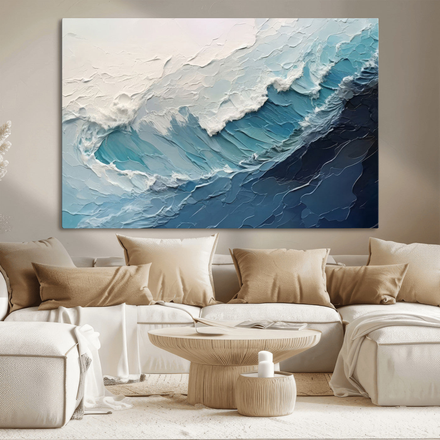 23887-MGV-CV-36X24-Ocean Wave Canvas Wall Art Print – Coastal Living Room Large Ocean Wave Seascape Wall Art for Home, Office, Living Room