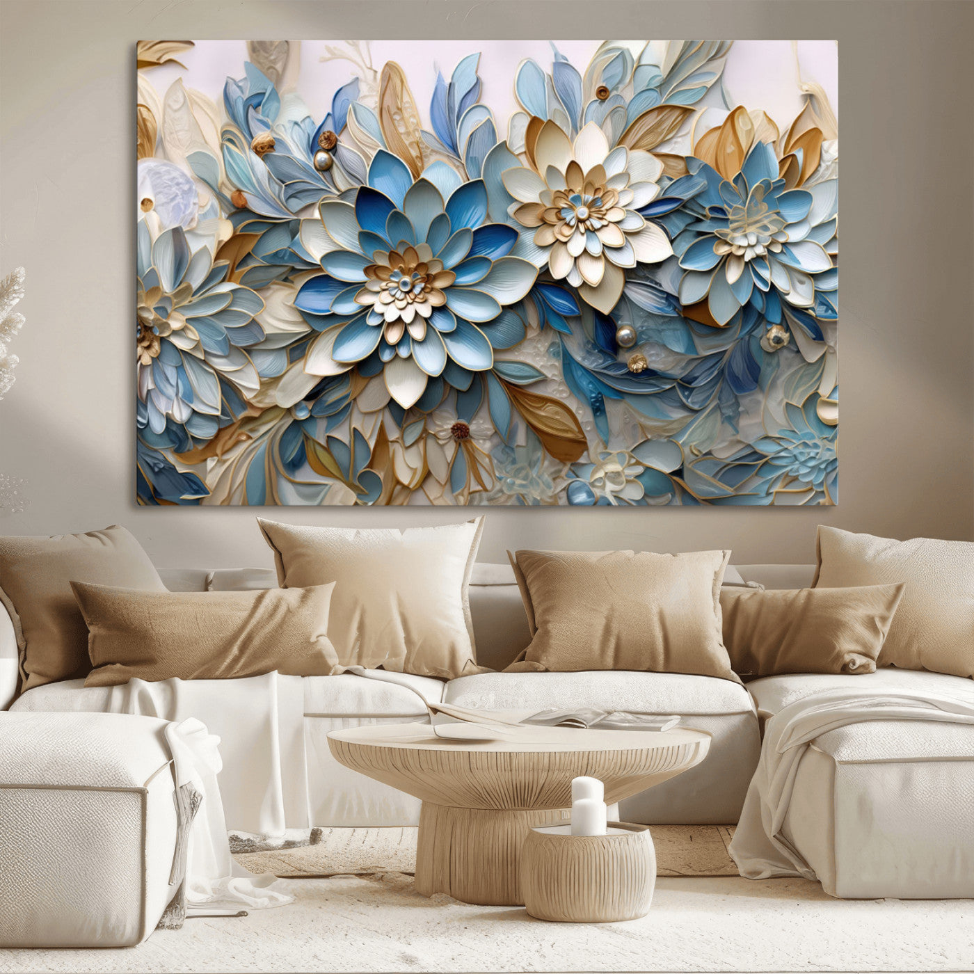 -Blu Abstract Flower Wall Art Canvas Print