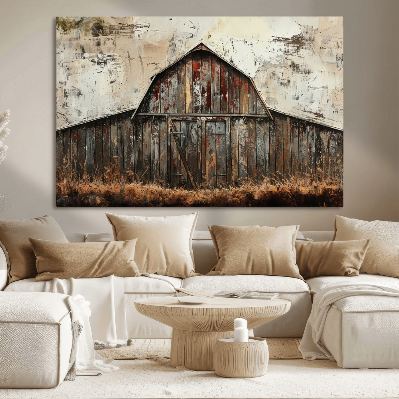 -Rustic Barn Wall Art | Farmhouse Wall Decor Canvas Print | Ready to Hang Barn Decor for Cabin or