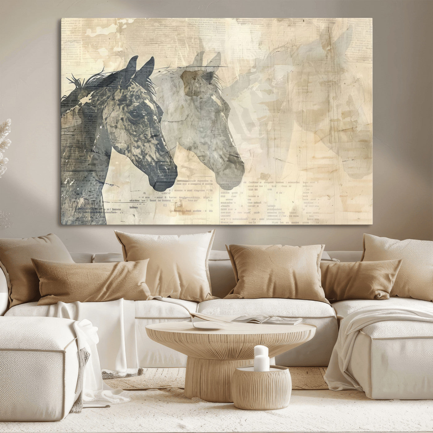 64301-MGV-CV-36X24-Abstract Horse Canvas Print | Modern Farmhouse Wall Art | Ready to Hang Framed