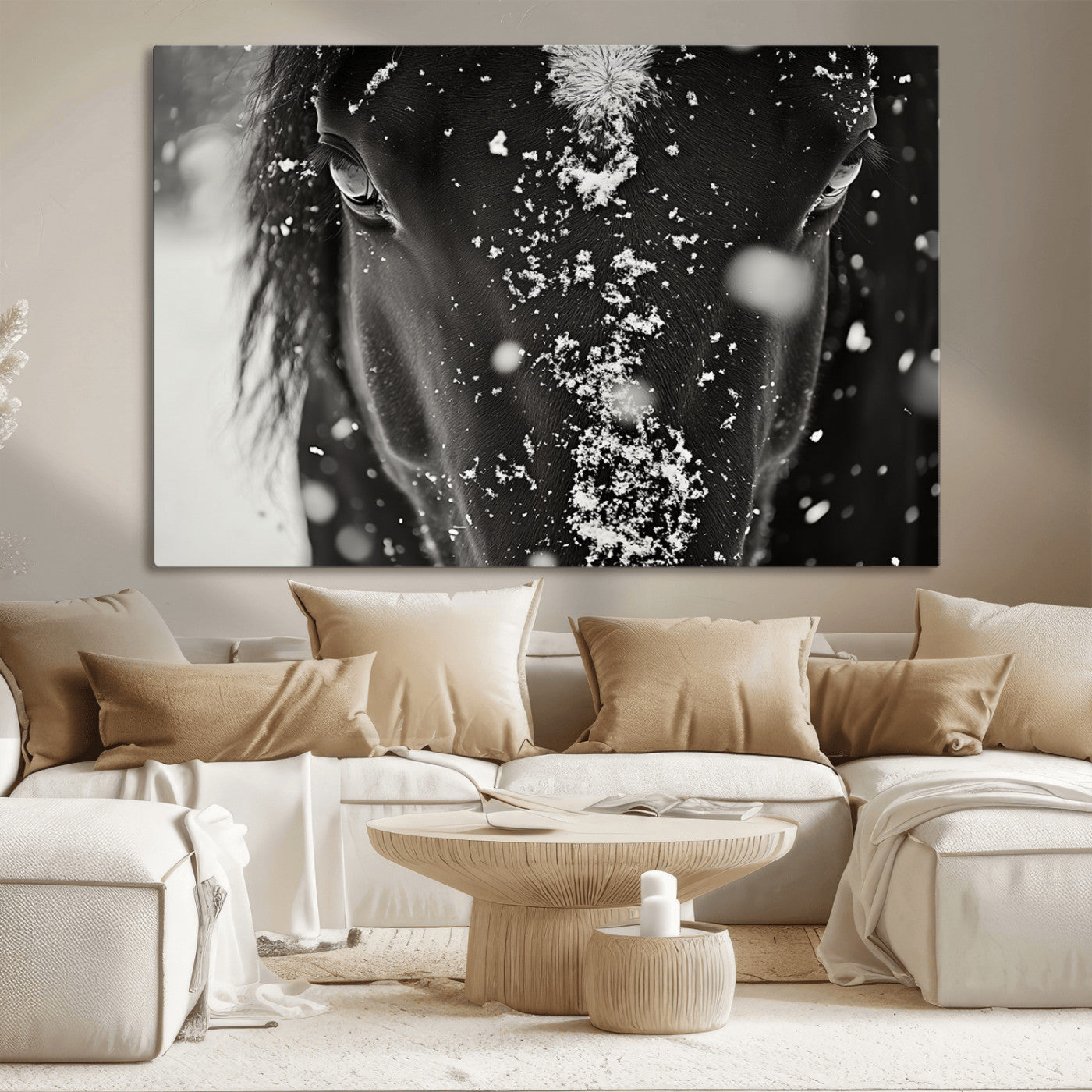 -Winter Horse Snow Wall Art Canvas Print