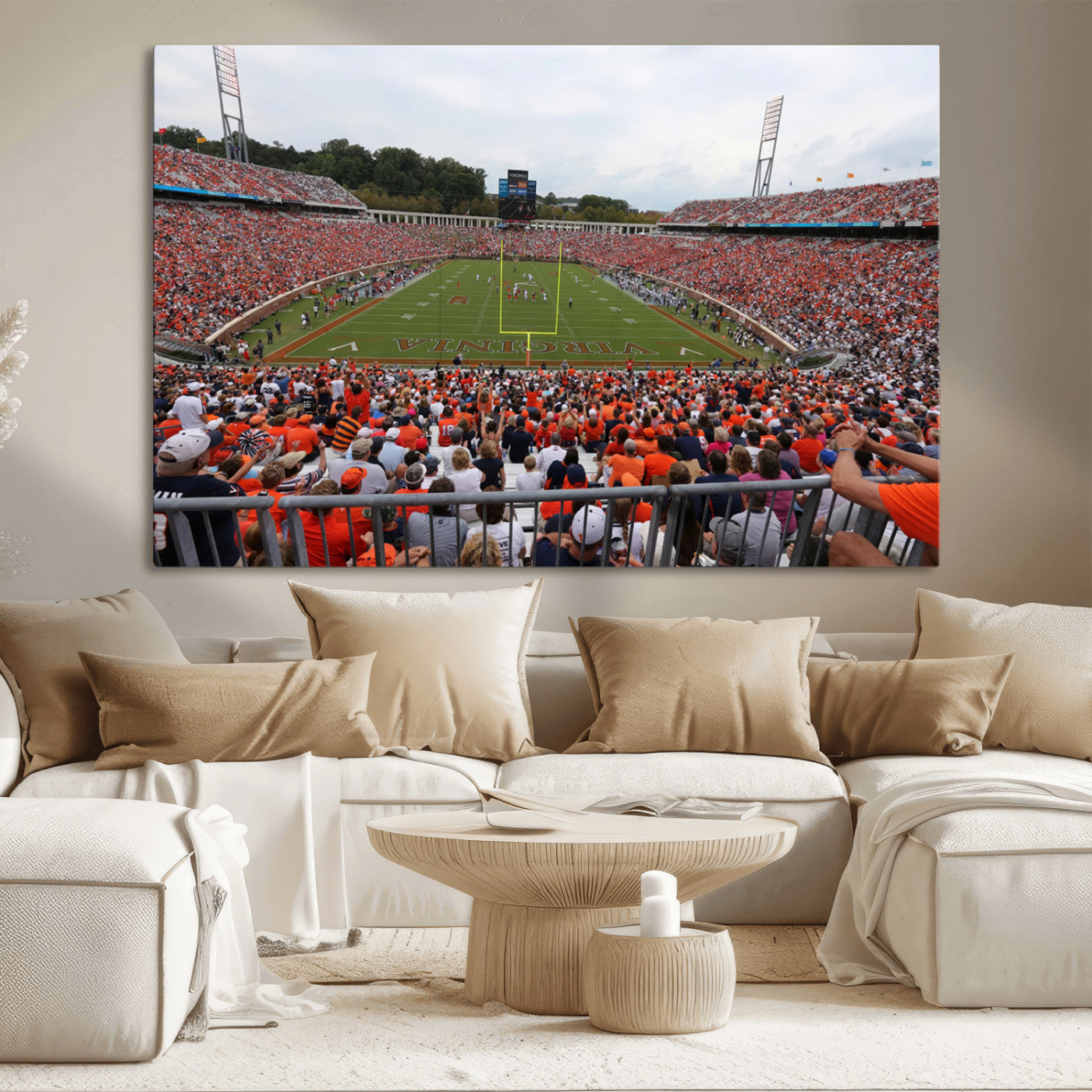 63606-MGV-CV-36X24 - Virginia Cavaliers Football Team Print - Charlottesville Scott Stadium Print Wall Art Canvas