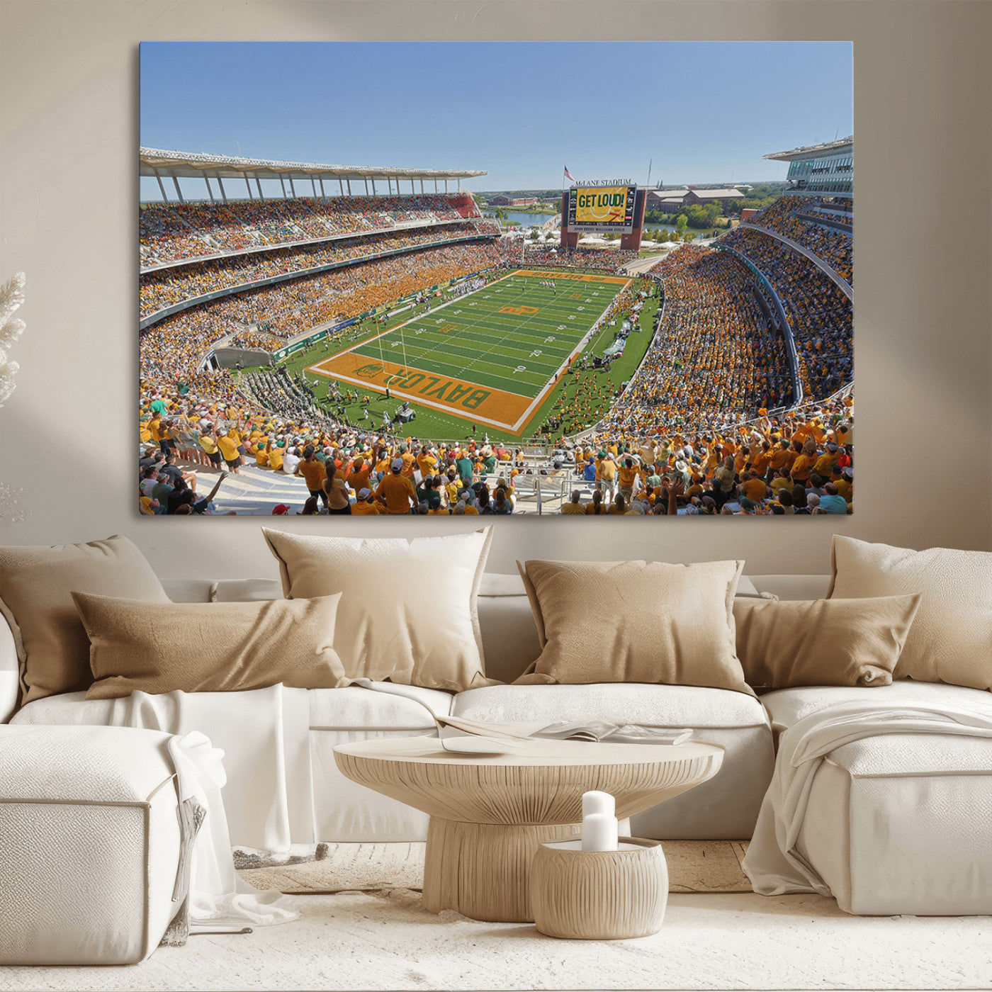 49912-MGV-CV-36X24-Baylor University Bears Football Team Print - Waco McLane Stadium Wall Art Canvas Print