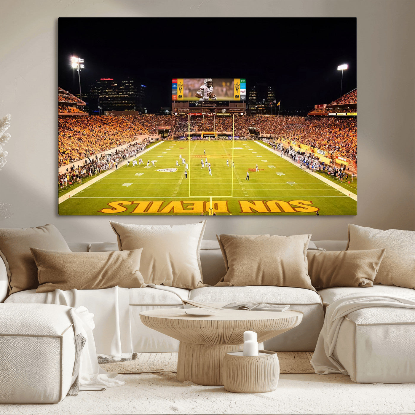 87612-MGV-CV-36X24-ASU Sun Devils Football Team Print - Phoenix Mountain America Stadium Canvas Print
