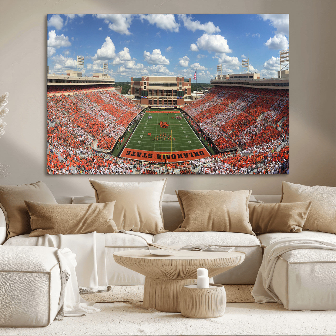 65192-MGV-CV-36X24-Oklahoma State Cowboys Football Team Print - Stillwater Boone Pickens Stadium Wall Art Canvas Print