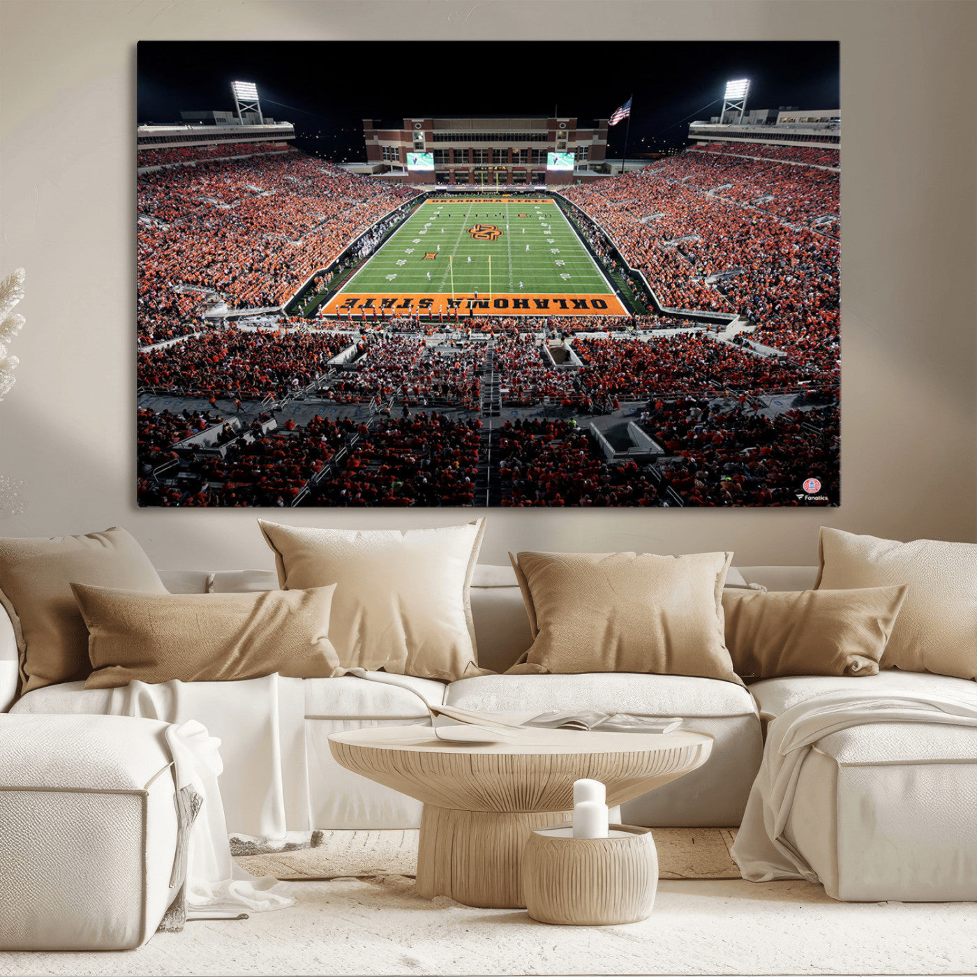 81675-MGV-CV-36X24-Boone Pickens Stadium Wall Art Oklahoma State Cowboys Print Framed Sports Canvas Art for Home, Office, Living Room