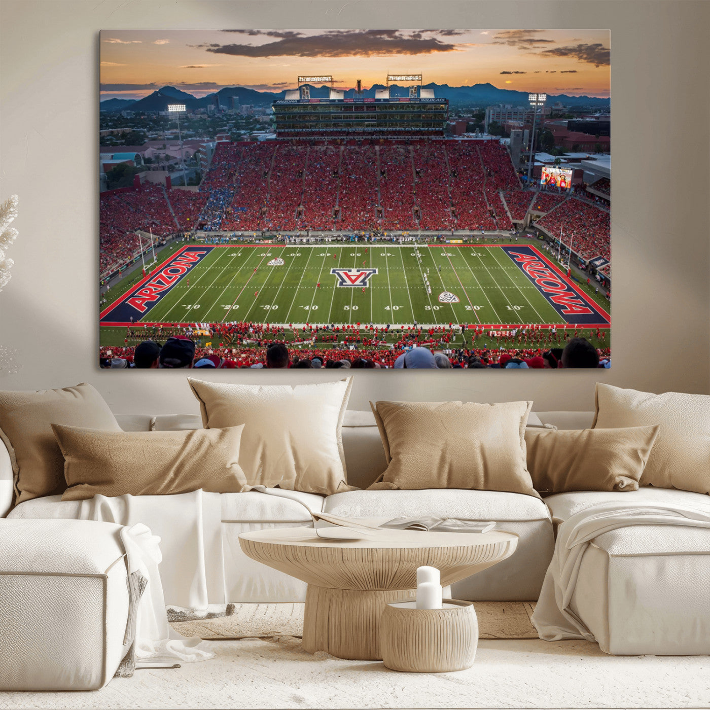 99722-MGV-CV-36X24-Framed Arizona Wildcats Football Team Print - Tucson Arizona Stadium Wall Art Canvas Print