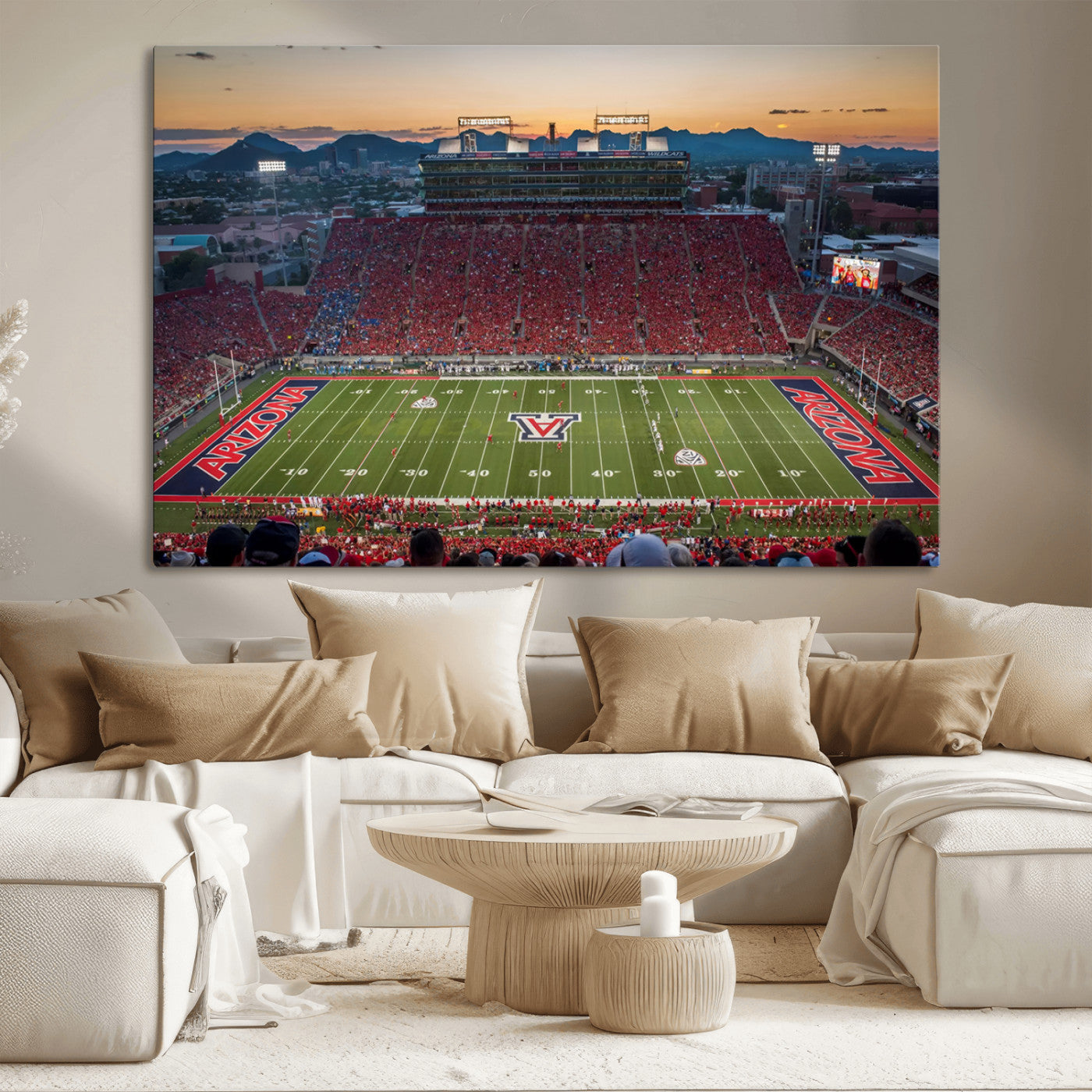 -Arizona Wildcats Football Team Print - Tucson Arizona Stadium Wall Art Canvas Print