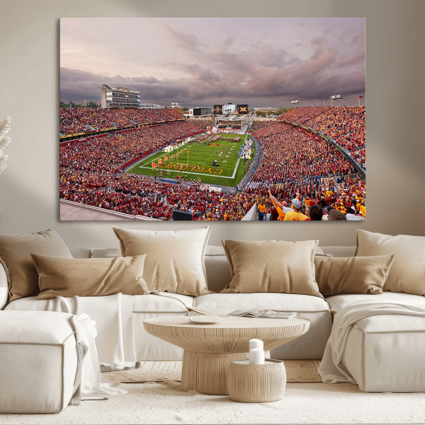 50373-MGV-CV-36X24-Iowa State University Cyclones Football Team Print - Ames Jack Trice Stadium Wall Art Canvas Print