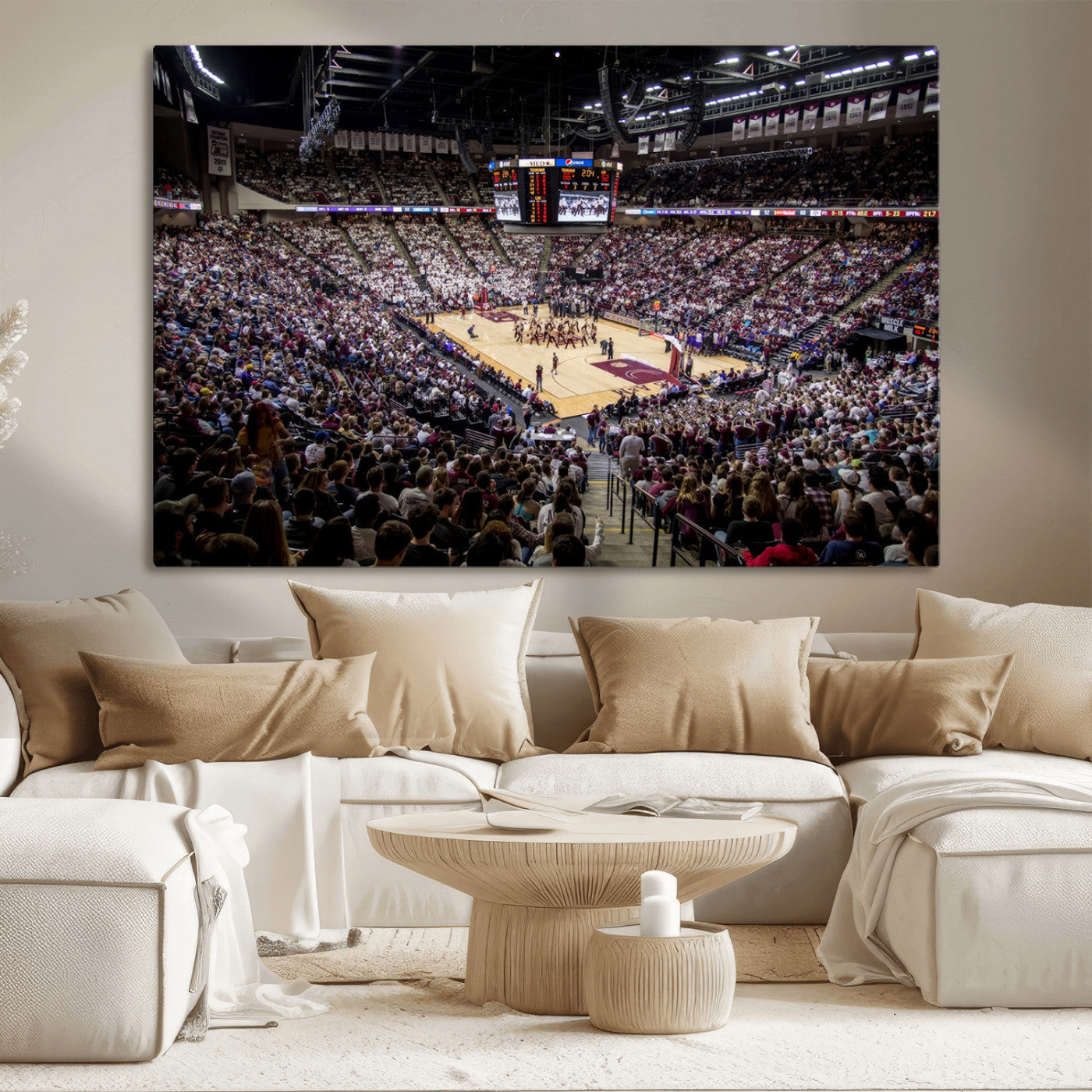 -University of Nebraska Cornhuskers Basketball Team Print - Lincoln Red Arena Wall Art Canvas Print