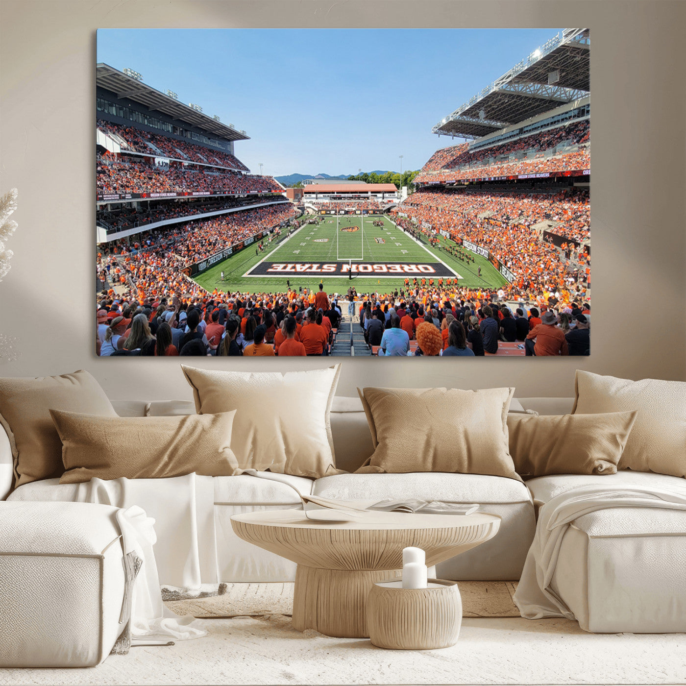35211-MGV-CV-36X24-Oregon State Beavers Football Team Print - Corvallis Reser Stadium Wall Art Canvas Print