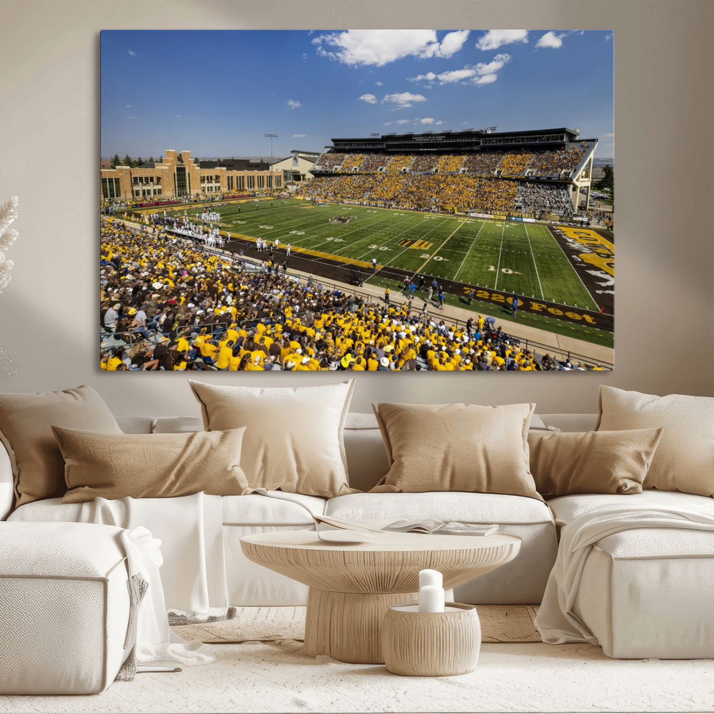 75112-MGV-CV-36X24-University of Wyoming Cowboys Football Team Print - Laramie Jonah Field War Memorial Stadium Wall