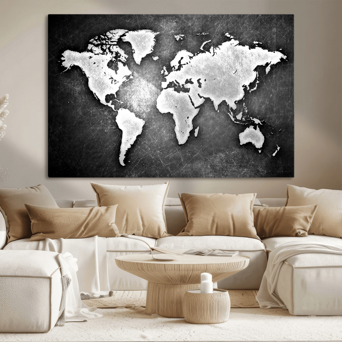 34390-MGV-CV-36X24-Push Pin World Map Canvas Print – Travel Tracker Wall Art for Couples, Perfect Anniversary Gift for Home or Office Decor