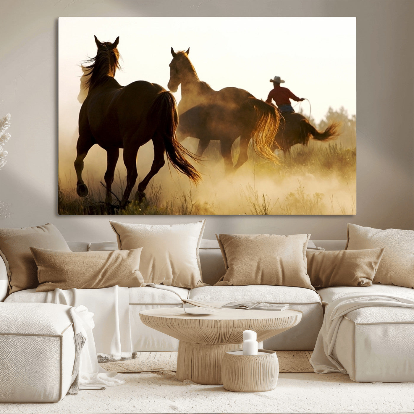 49068-MGV-CV-36X24-Horses and Cowboys Wall Art Canvas Print