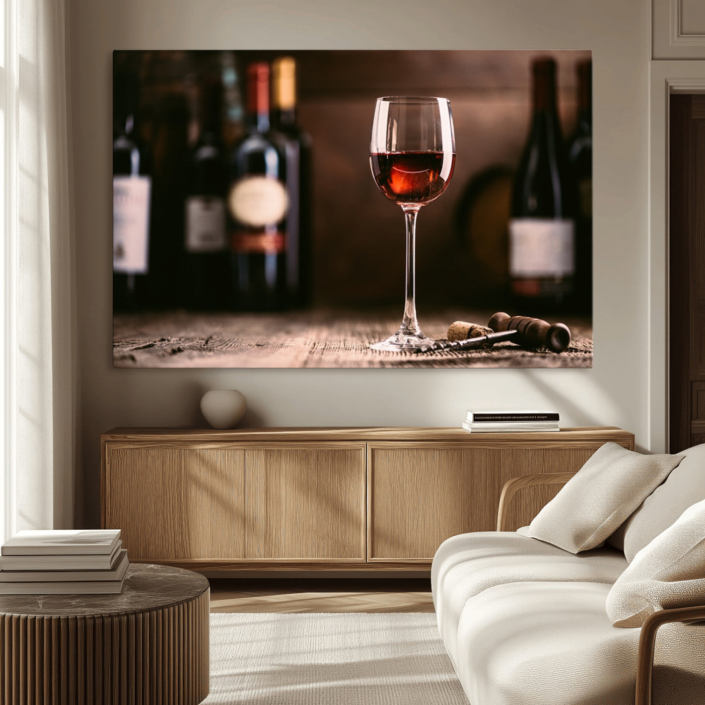 -Red Wine and Bottle Canvas Print