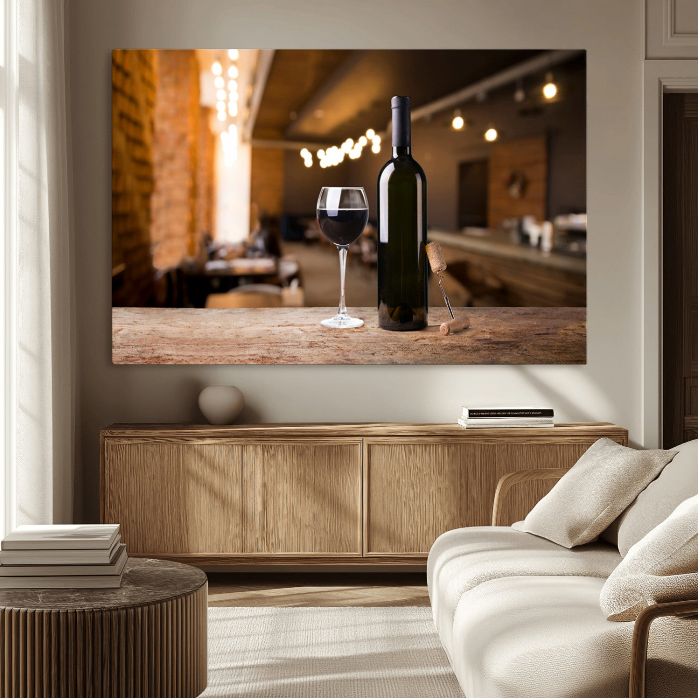 -Wine and Bottle Wall Art Canvas Print