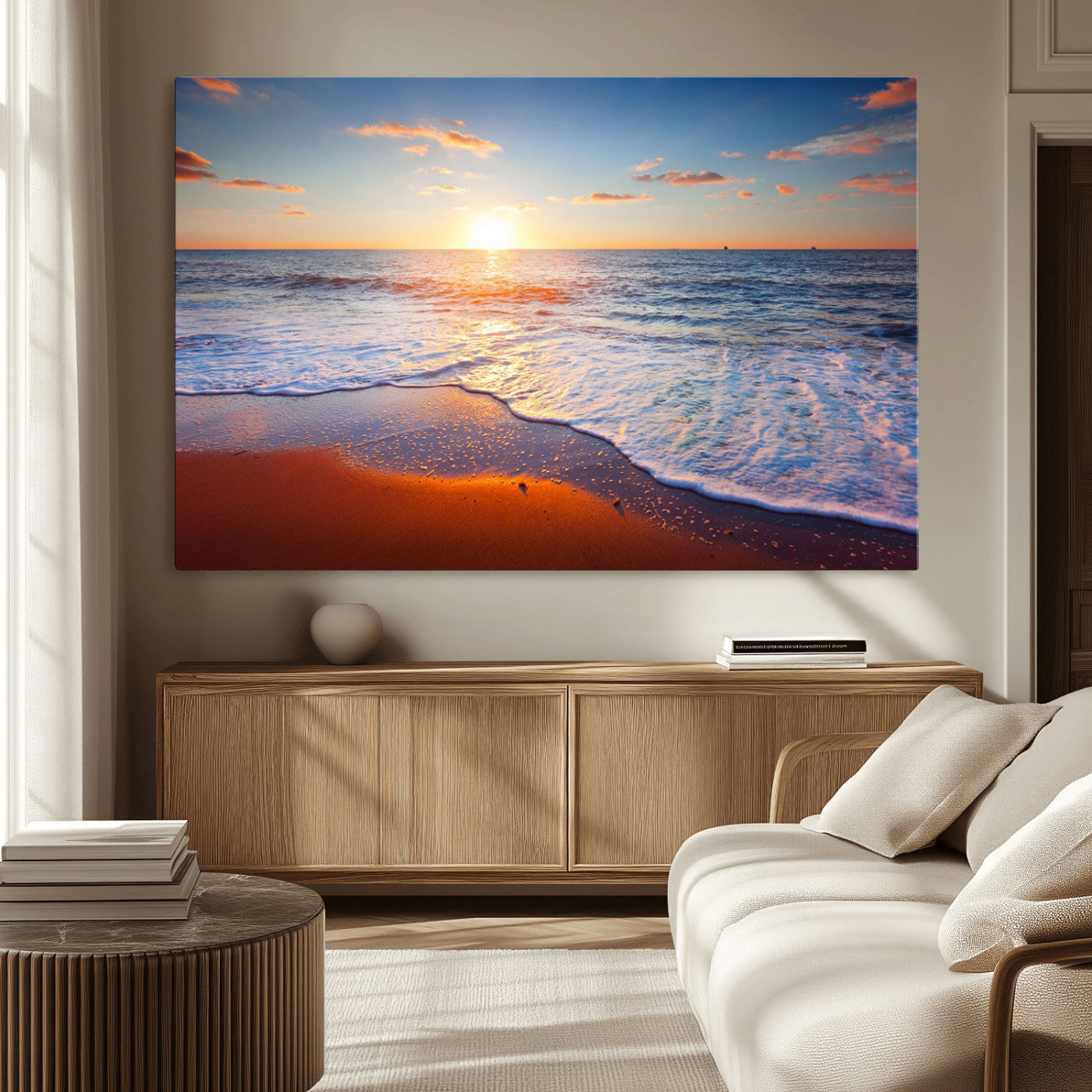 96736-MGV-CV-36X24-Ocean Beach Canvas Wall Art Beach Canvas, Coastal Sunset Tropical Island Beach Sunset Artwork Print