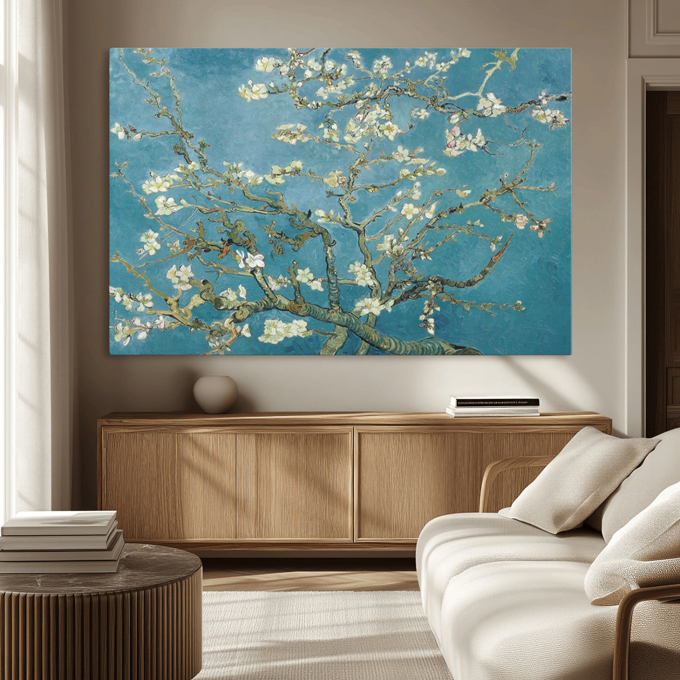 65607-MGV-CV-36X24-Vincent Van Gogh's Almond Blossom Abstract Wall Art Canvas, Van Gogh Almond Blossom Canvas Print