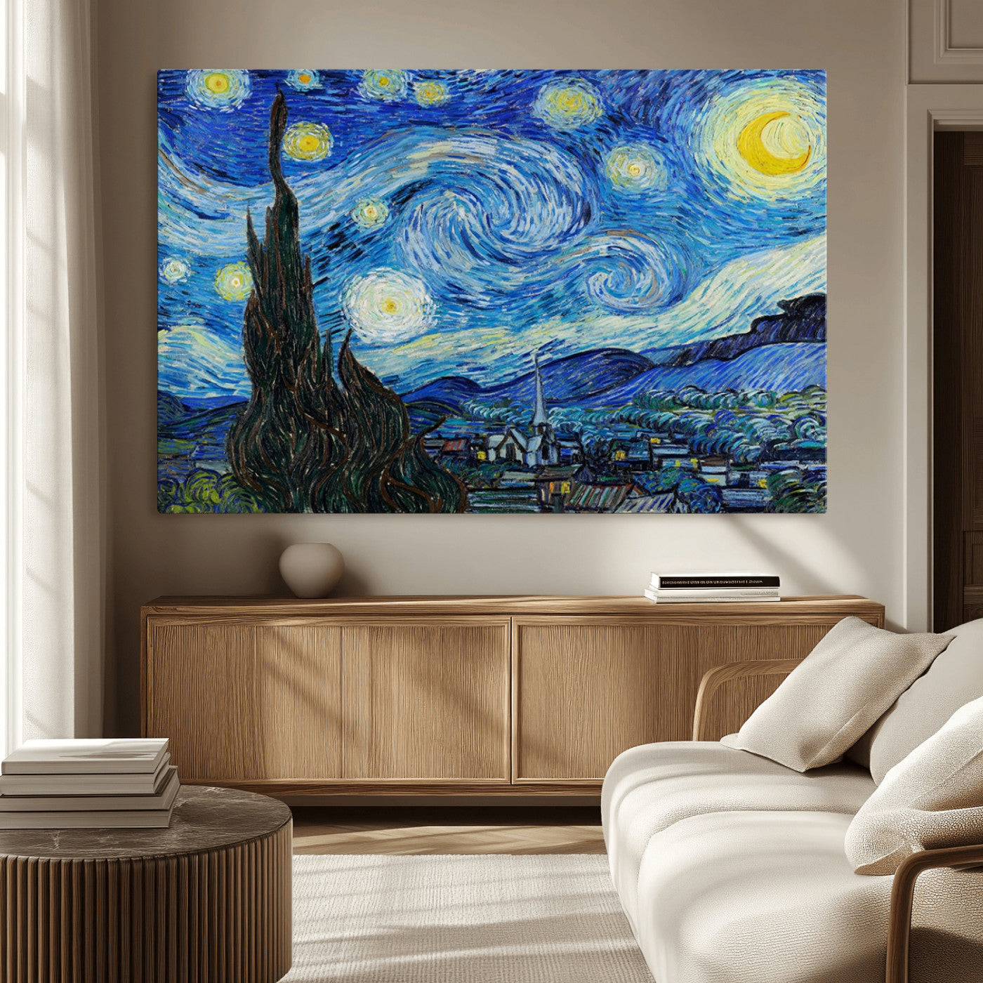 39177-MGV-CV-36X24-Vincent Van Gogh The Starry Night Abstract Wall Art Canvas Print