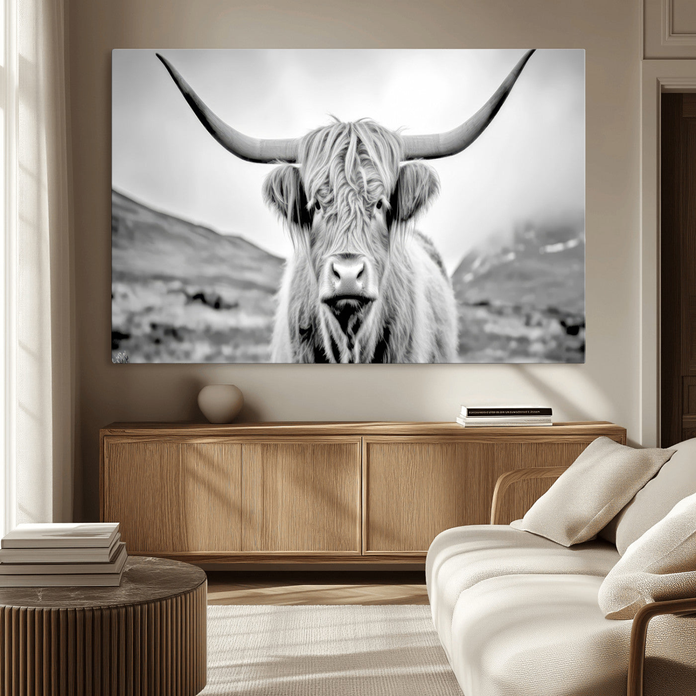 -Scottish Cow Wall Art Canvas Print