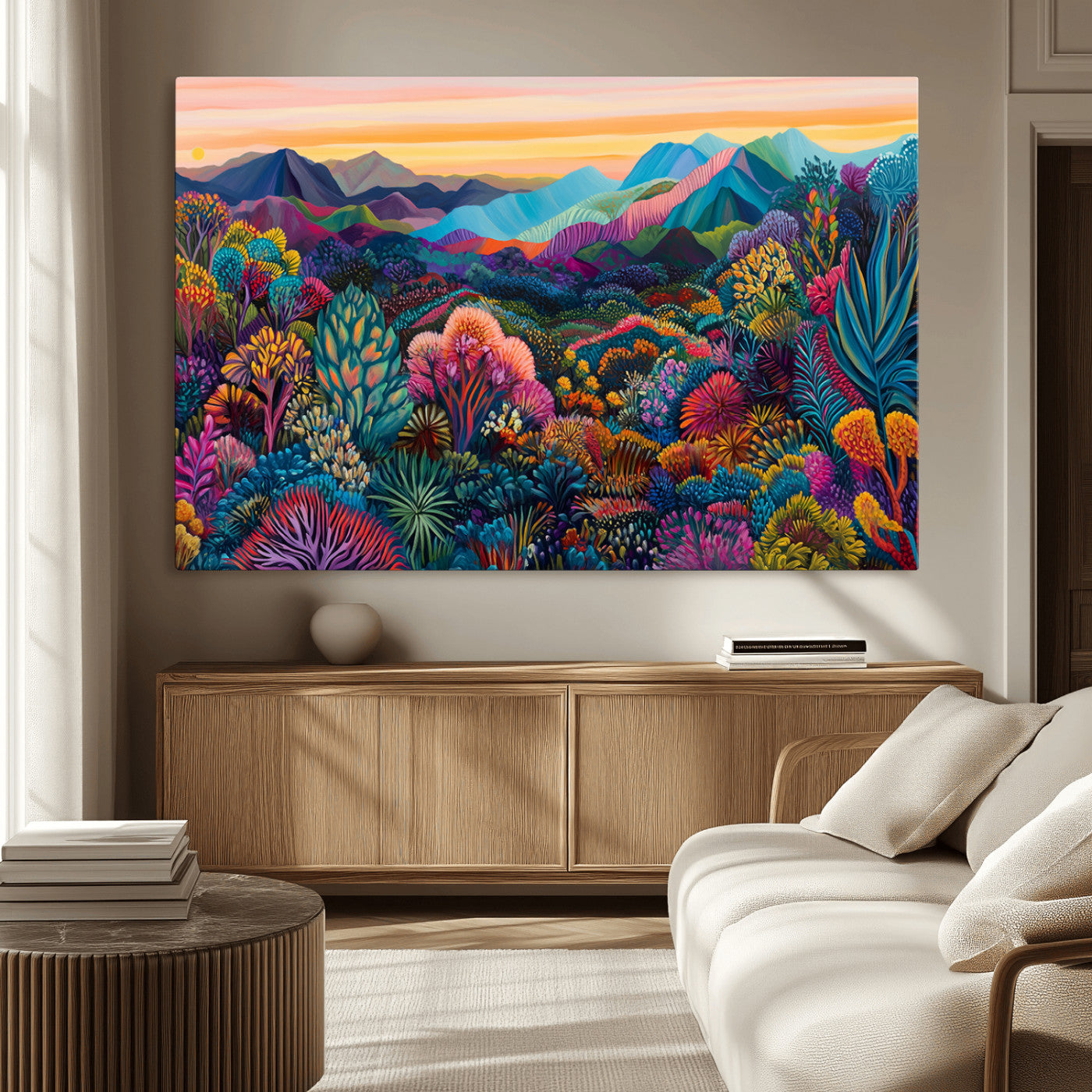 63728-MGV-CV-36X24-Colorful Abstract Landscape Wall Art Print Canvas - Vibrant Modern Decor for Living Room, Office, or