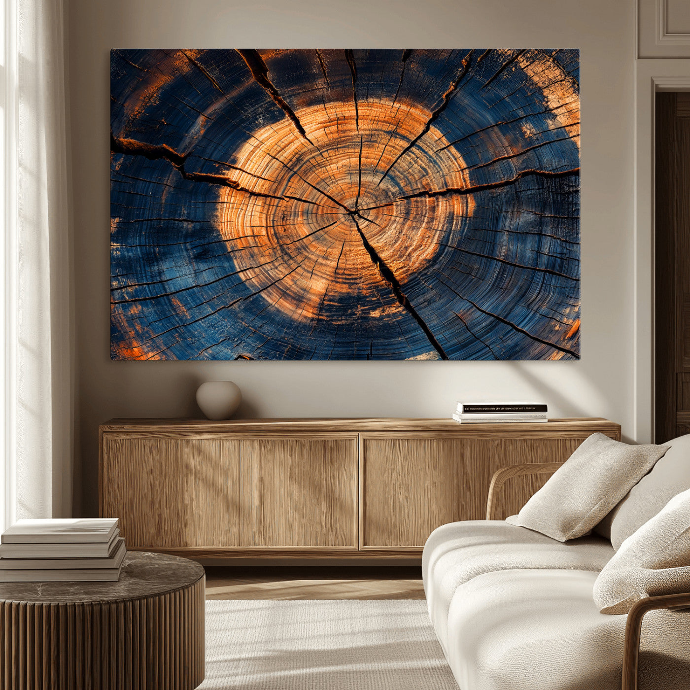 18975622-MGV-CV-36X24-Burnt Wood Wall Art Canvas Print – Framed Aged Timber Tree Artwork, Rustic Decor Perfect for Home, Office