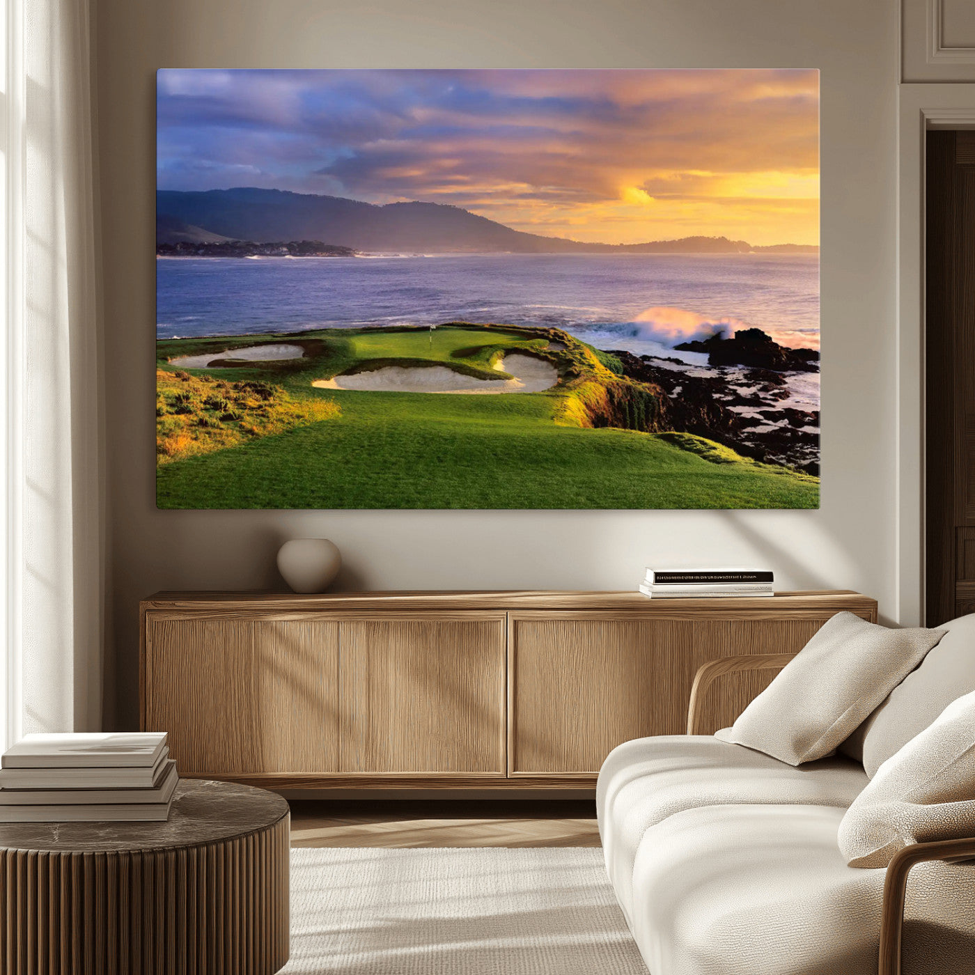 -Pebble Beach Golf Wall Art Canvas Print – Iconic Coastal Golf Course Artwork for Home, Office, Living Room