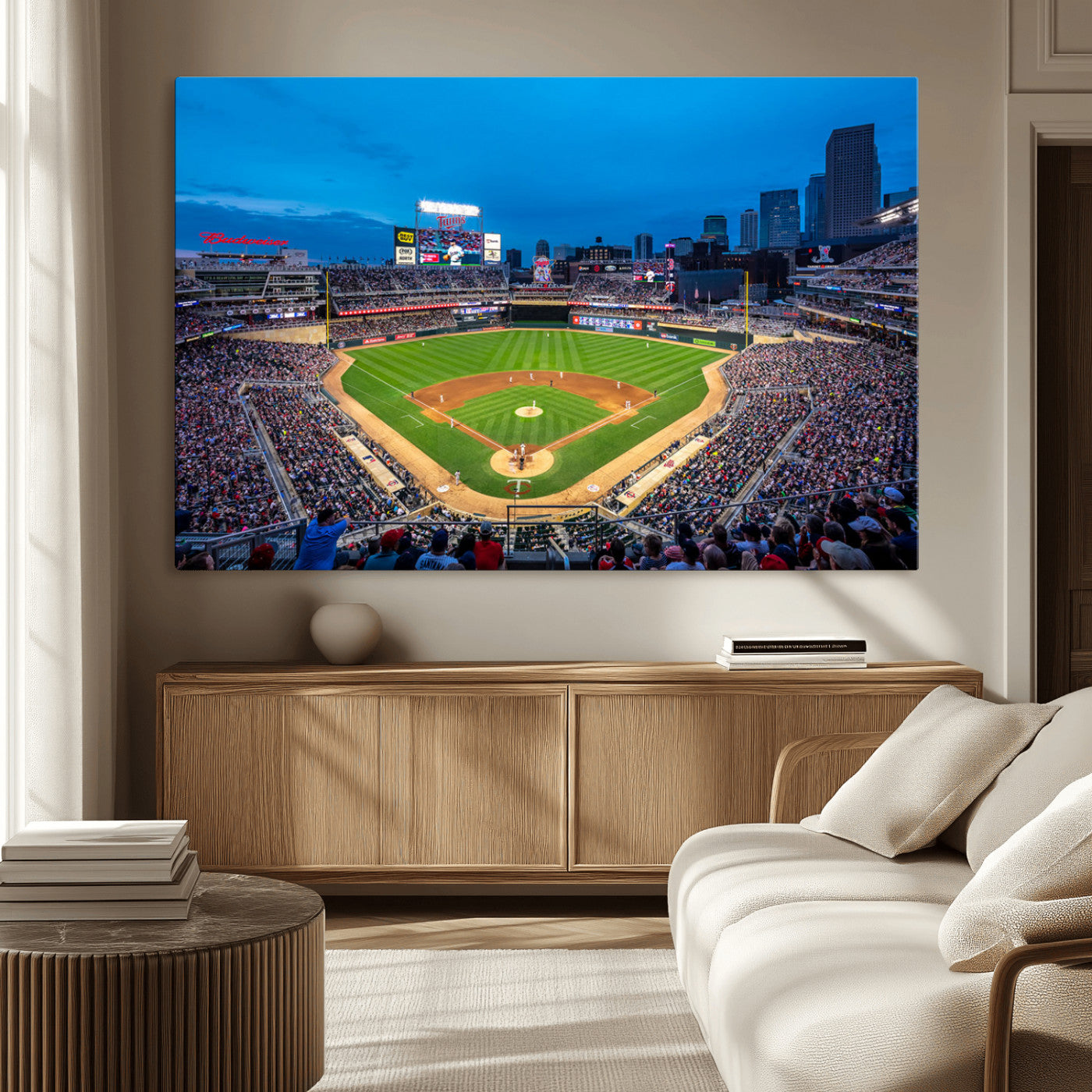 77273035-MGV-CV-36X24-Target Field Stadium Wall Art Canvas Print – Minnesota Twins Baseball Team Iconic Ballpark Scene for home, office