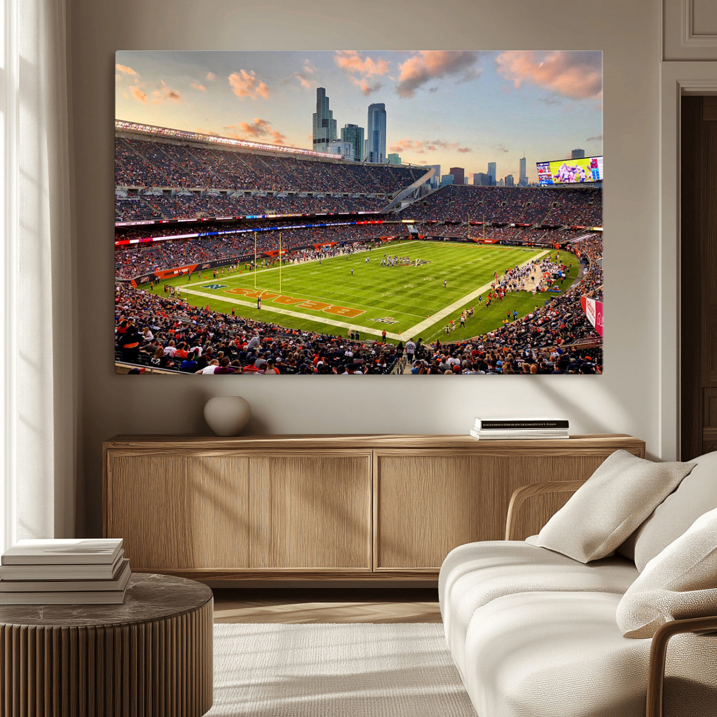 -Chicago Bears Soldiers Field Wall Art Canvas Print – Framed Football Stadium Artwork for Home, Office, Living Room