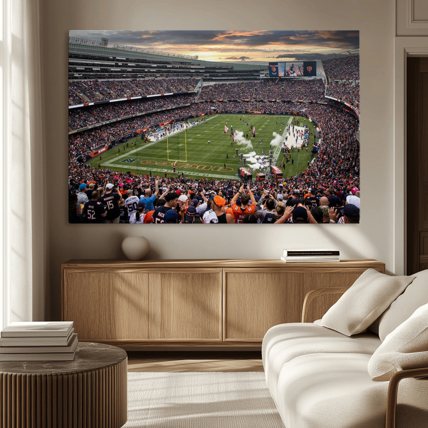 87578930-MGV-CV-36X24-Chicago Bears Soldiers Field Wall Art Canvas Print – Framed Football Stadium Artwork for Home, Office, Living Room