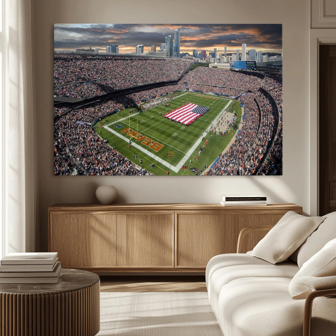-Chicago Bears Soldiers Field Wall Art Canvas Print – Framed Football Stadium Artwork for Home, Office, Living Room
