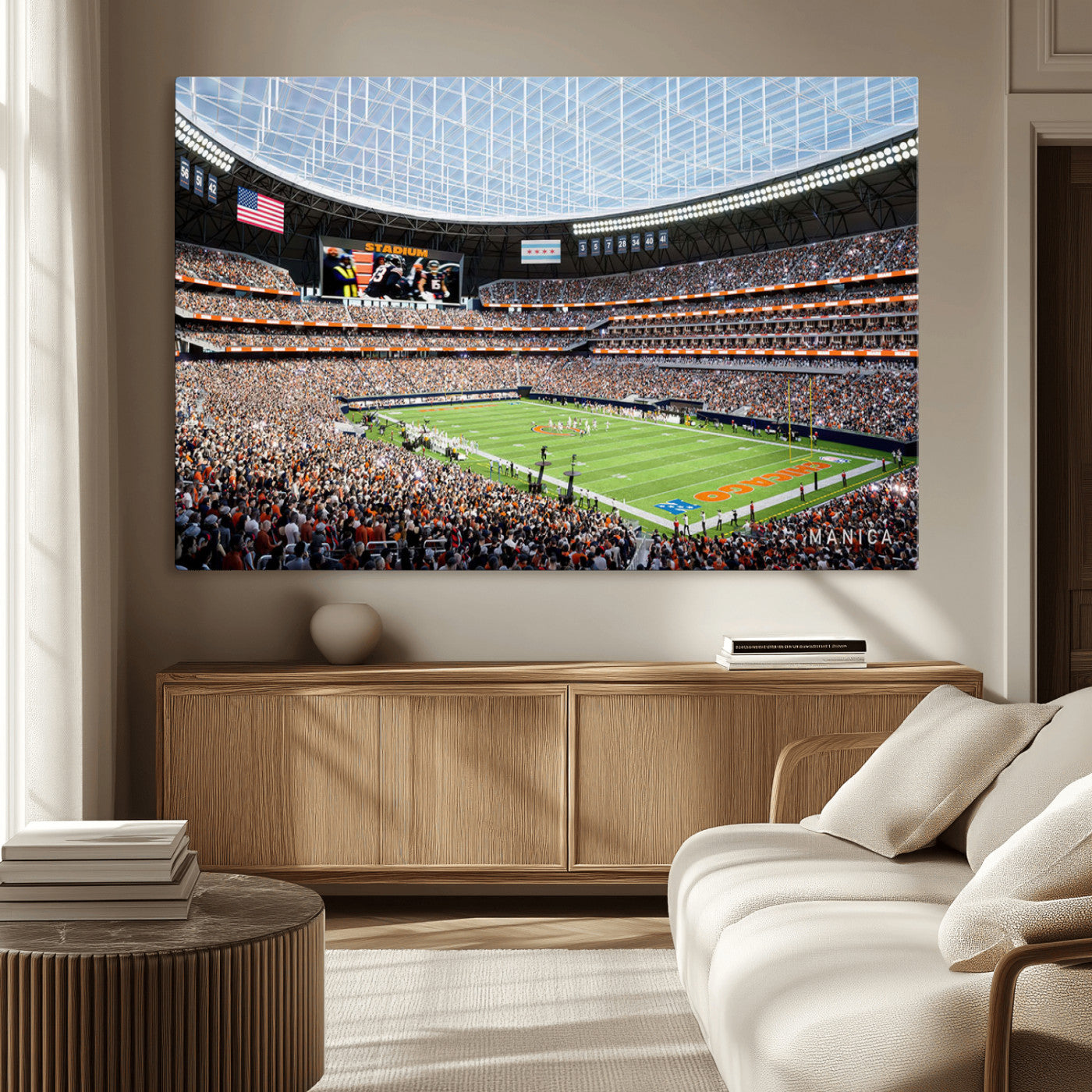 -Chicago Bears Soldiers Field Wall Art Canvas Print – Framed Football Stadium Artwork for Home, Office, Living Room