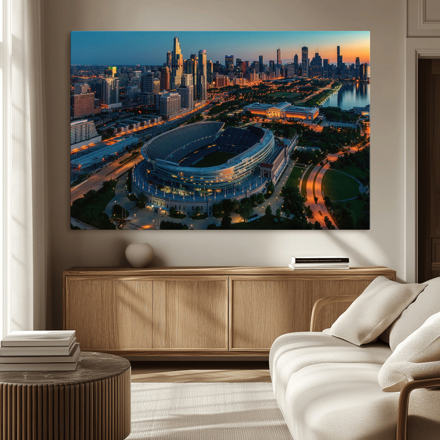 -Chicago Bears Soldiers Field Wall Art Canvas Print – Framed Football Stadium Artwork for Home, Office, Living Room