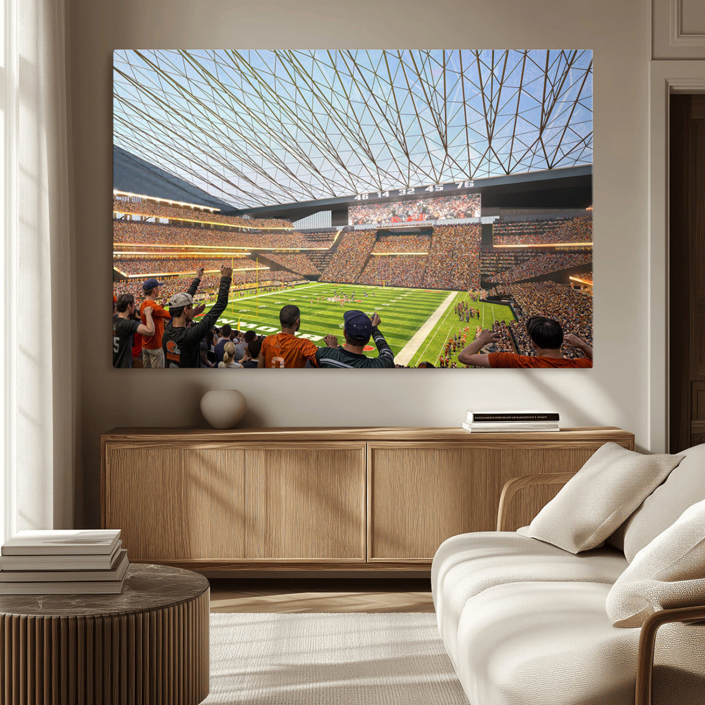 -Cleveland Browns Stadium Wall Art Canvas Print – Framed NFL Football Arena Artwork for Home, Office, Living Room