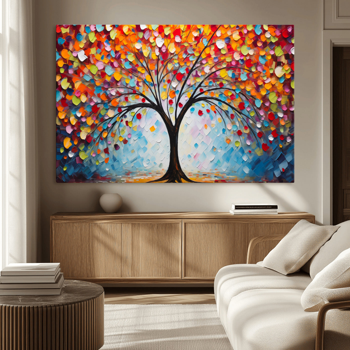 HS2447-MGV-CV-36X24-Vibrant Tree of Life Canvas Wall Art – Colorful Abstract Nature in Modern Decor - Ready to Hang