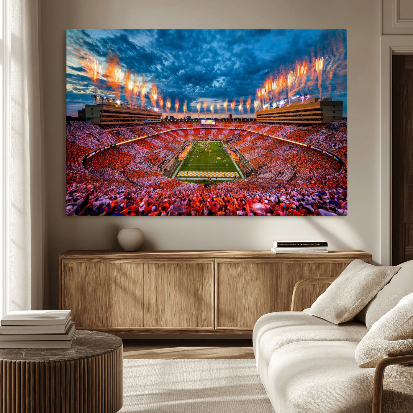 94266219-MGV-CV-36X24-Tennessee Neyland Stadium Wall Art, Sports Arena Canvas Print, Panoramic Stadium Artwork for Home, Office