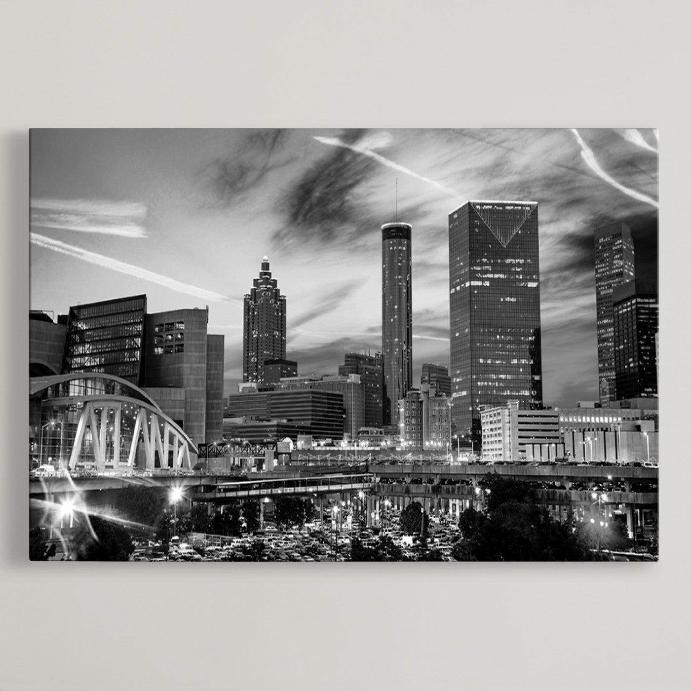 34800-MGV-CV-36X24-Black and White Atlanta Wall Art Canvas Print