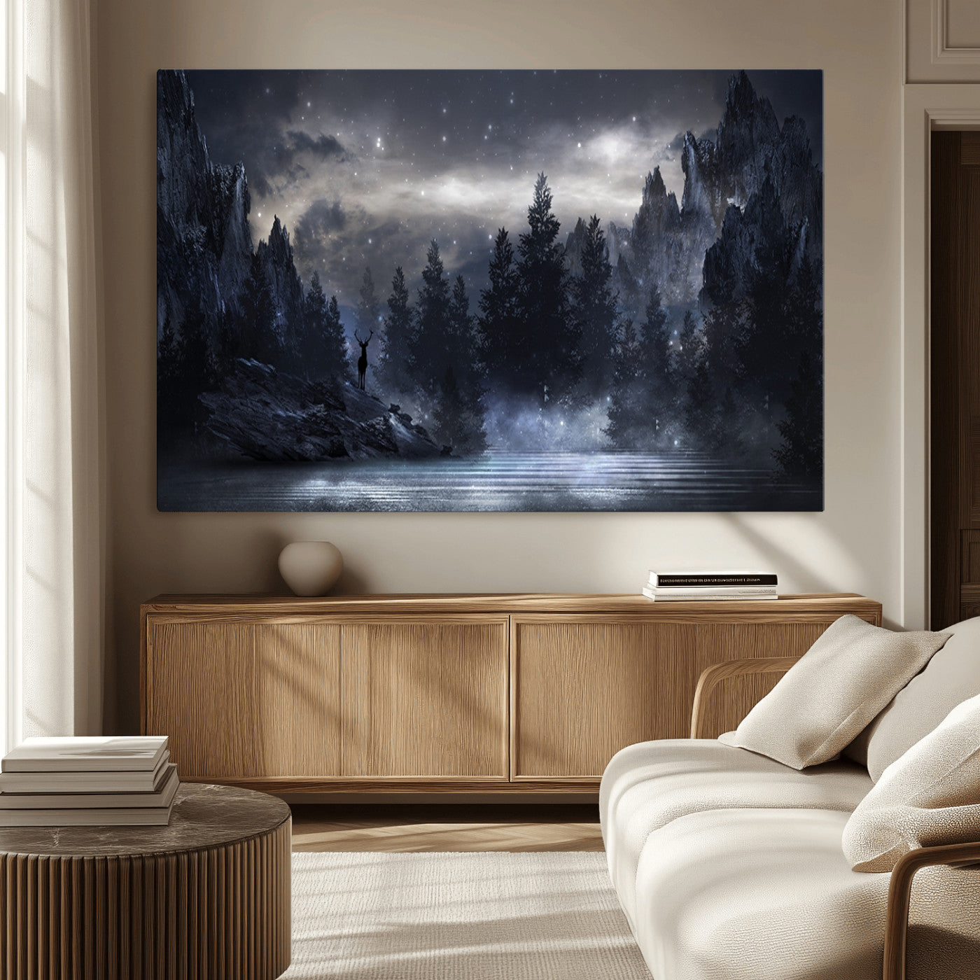 55385-MGV-CV-36X24-Night Landscape and Trees Wall Art Canvas Print