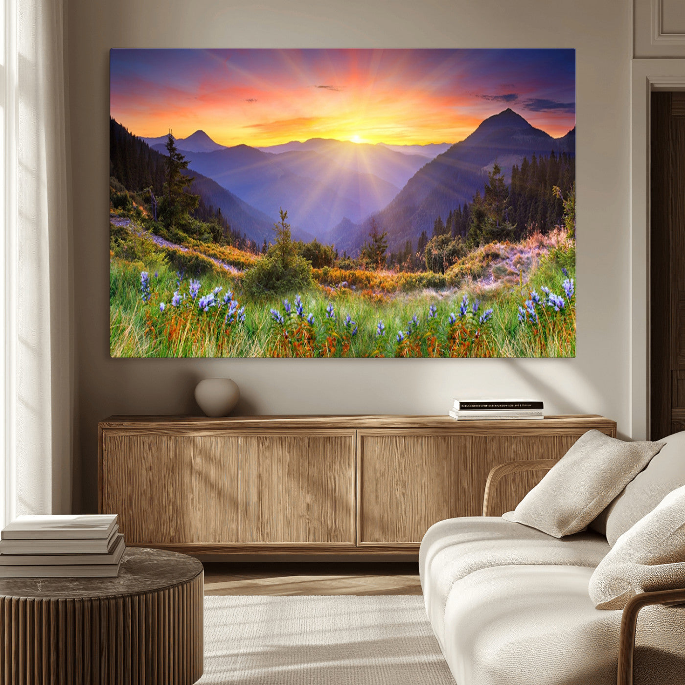 -Mountain and Spring Wall Art Canvas Print