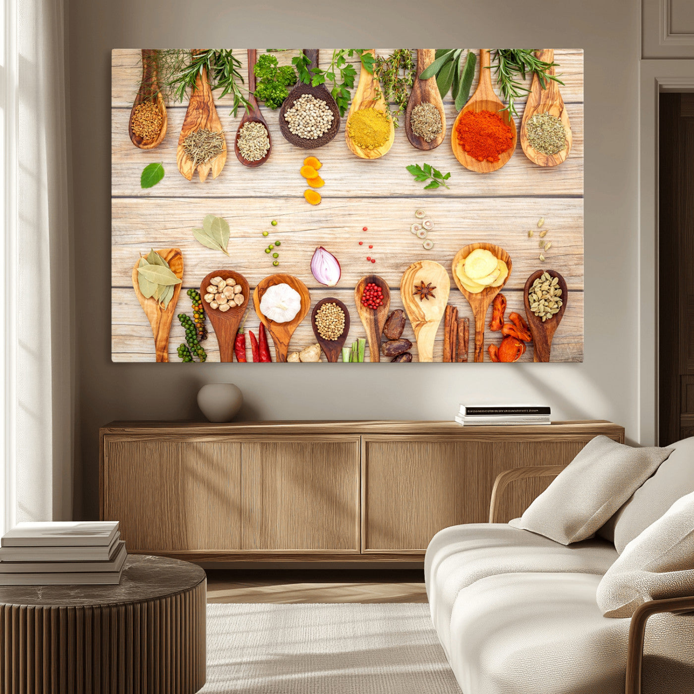 -Kitchen Spice on the Table Wall Art, Kitchen Spice Wall Art Canvas Print