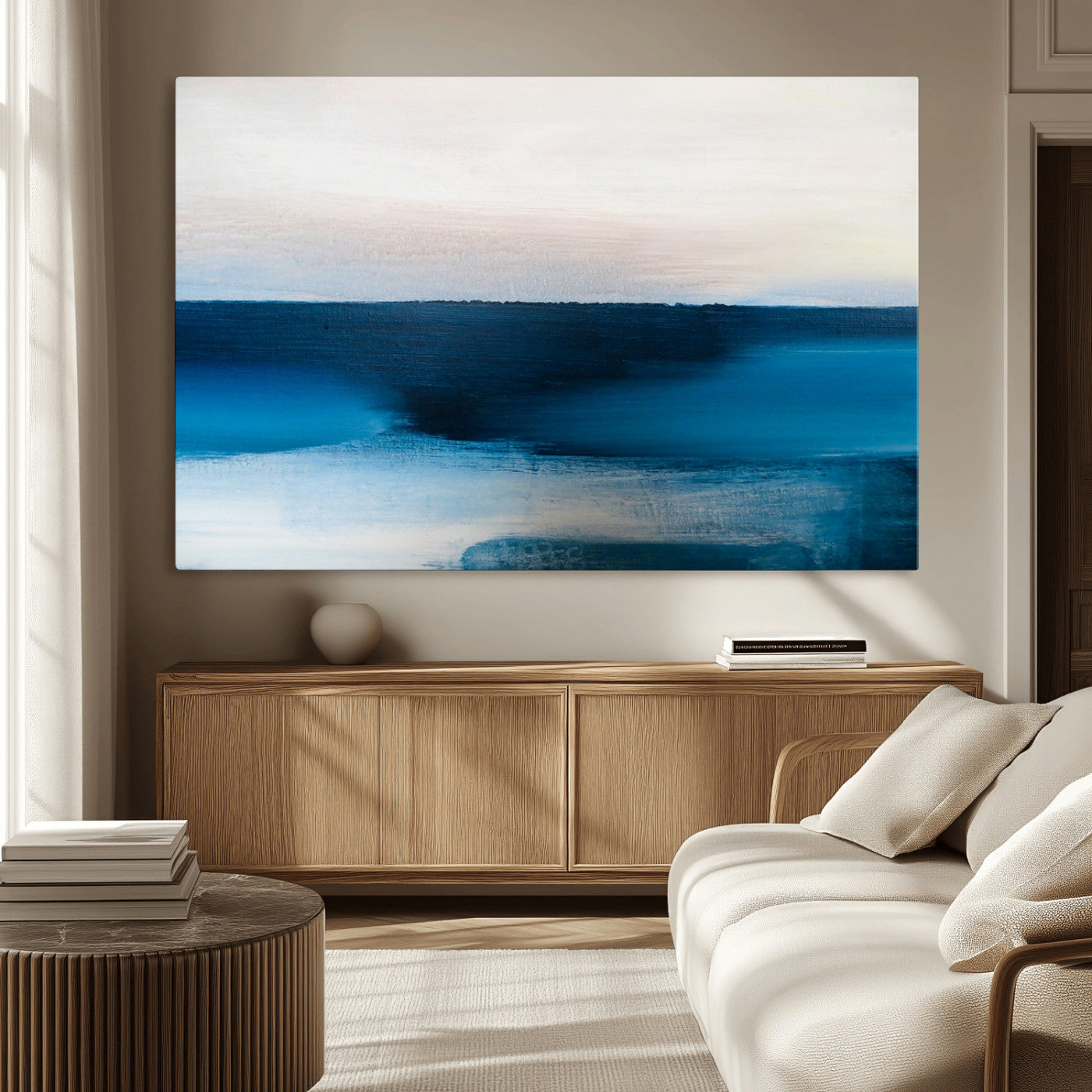 72452-MGV-CV-36X24-Dark Blue Abstract Wall Art Canvas Print