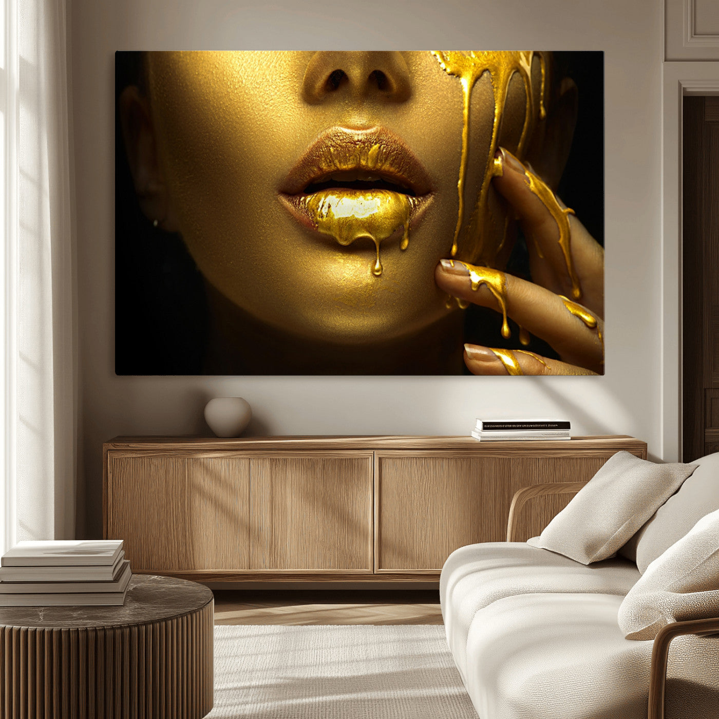 -Gold and Women Wall Art Canvas Print