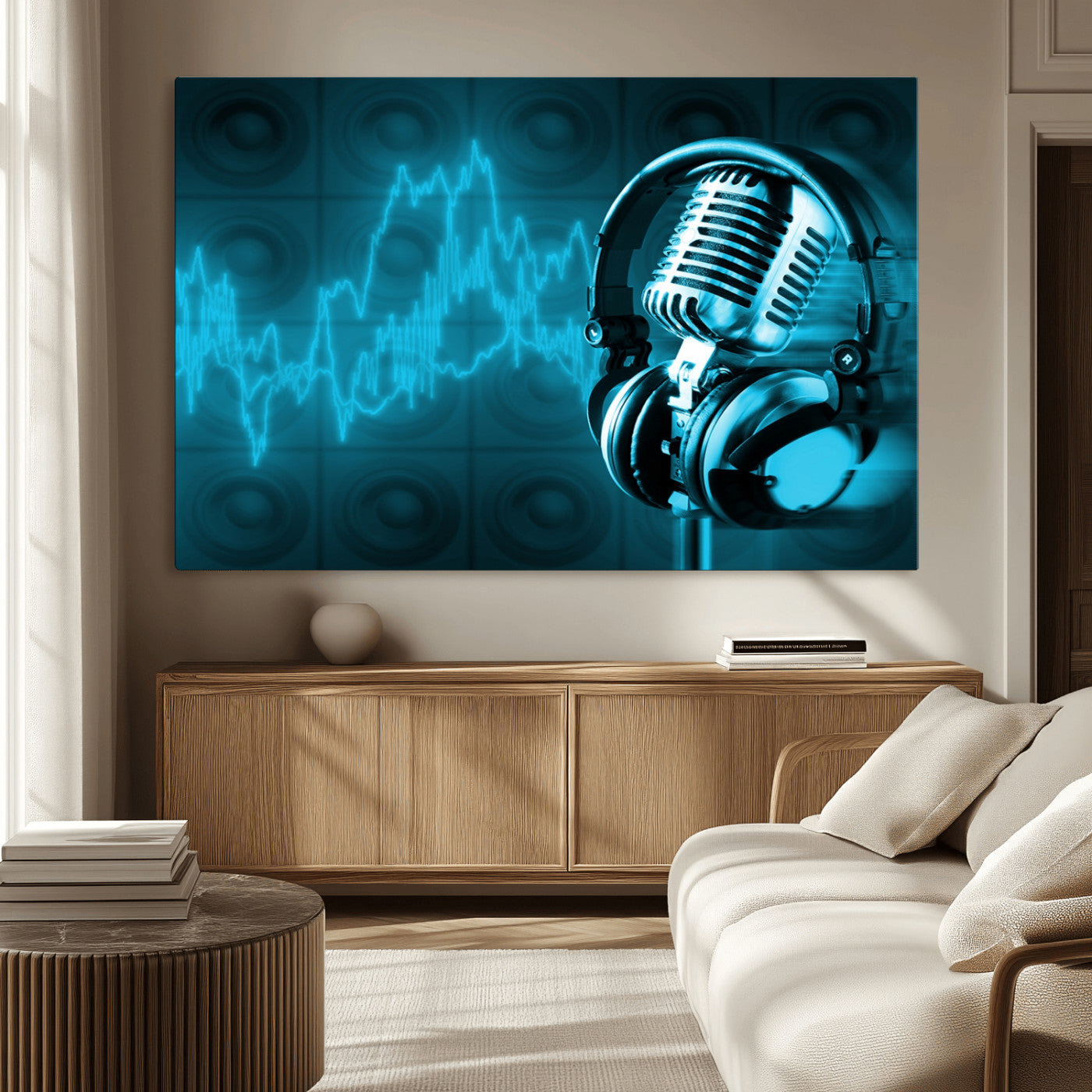 -Music and Microphone Wall Art Canvas Print