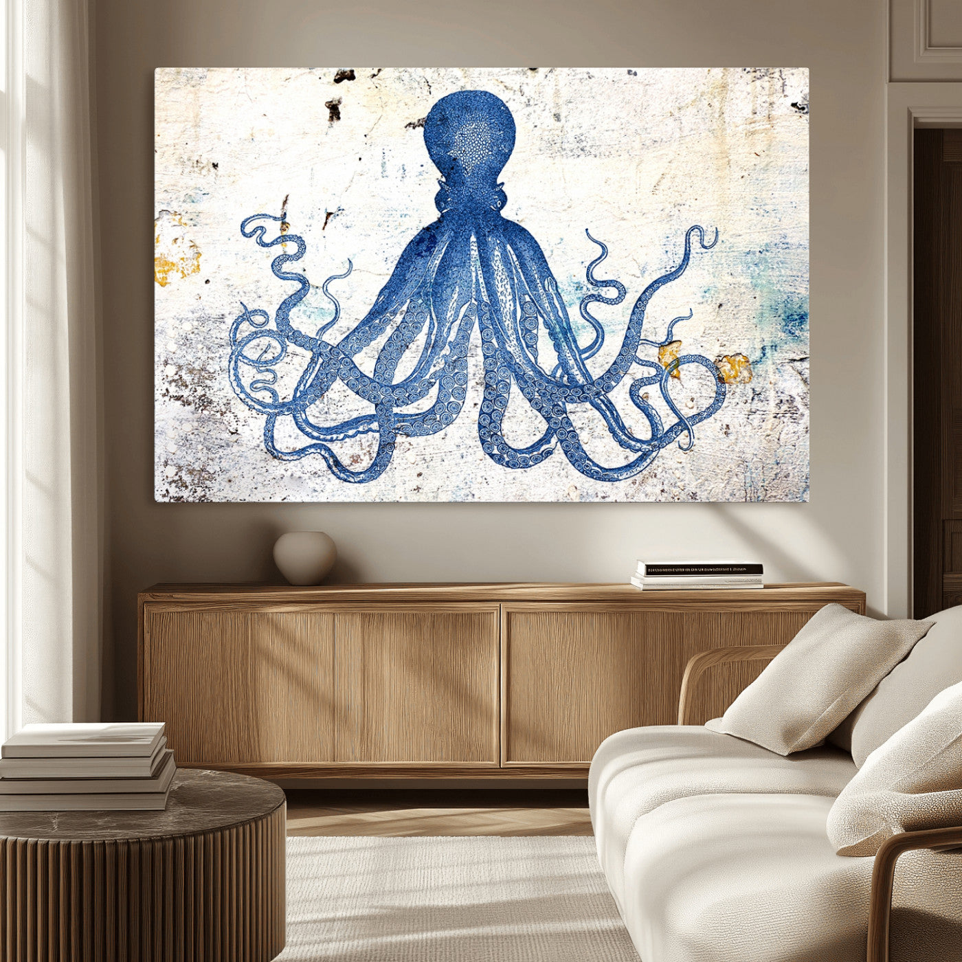 38211-MGV-CV-36X24-Octopus Canvas Wall Art | Coastal Marine Life Artwork for Living Room, Bedroom, or Office |