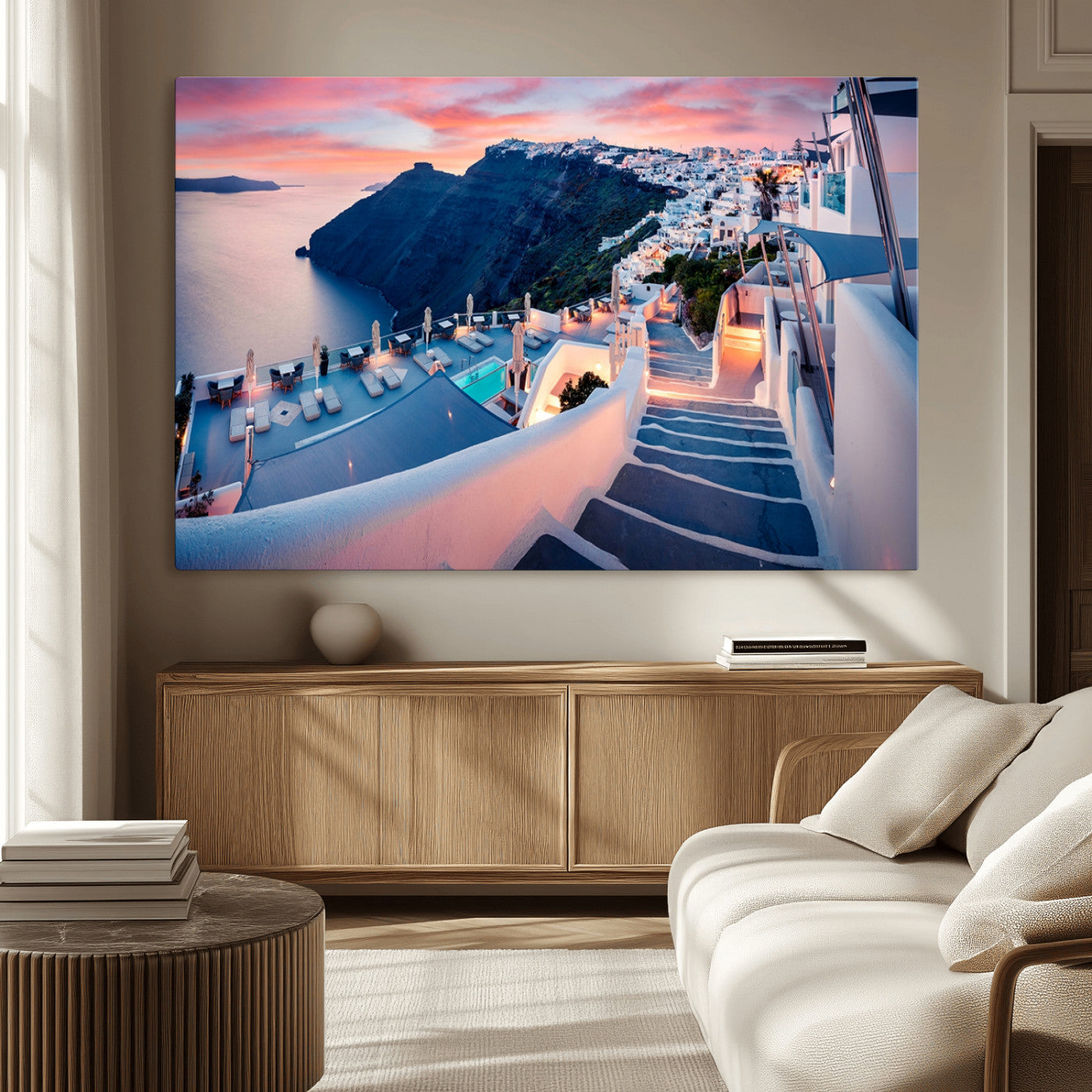 -Santorini Island Wall Art Canvas Print